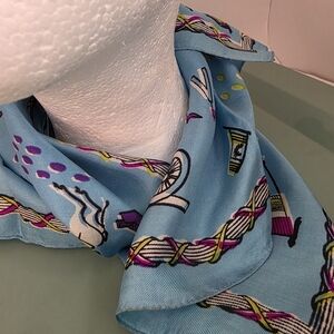 Vintage Specialty House Silk Hand Rolled Edges Scarf Knights Horses Renaissance